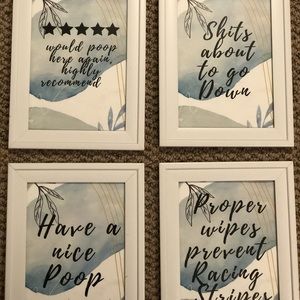 Set of 4 funny bathroom decor
